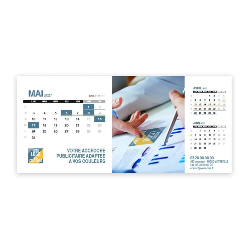 Calendrier chevalet support de téléphone Supra (22,8x10,3cm)  - Logo intégré Réseau