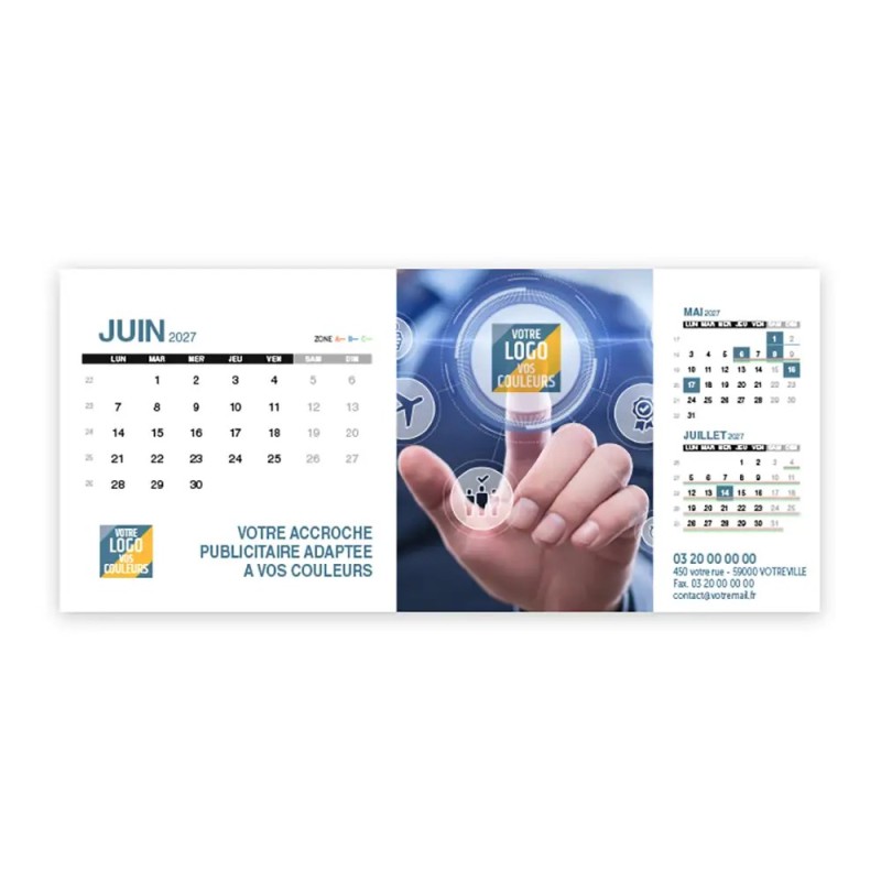 Calendrier chevalet support de téléphone Supra (22,8x10,3cm)  - Logo intégré Réseau