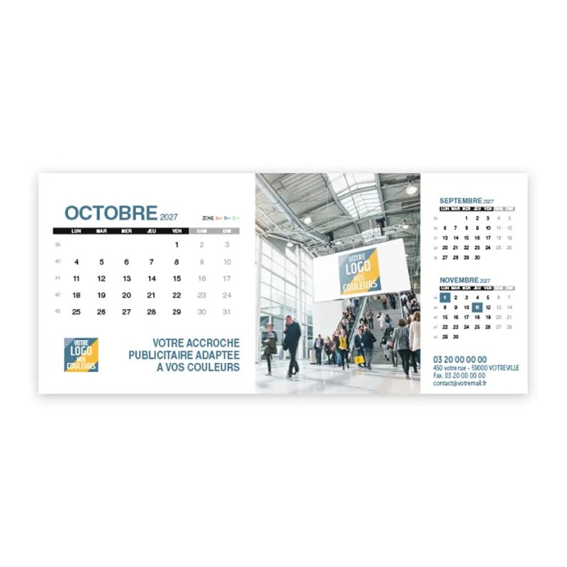 Calendrier chevalet support de téléphone Supra (22,8x10,3cm)  - Logo intégré Réseau