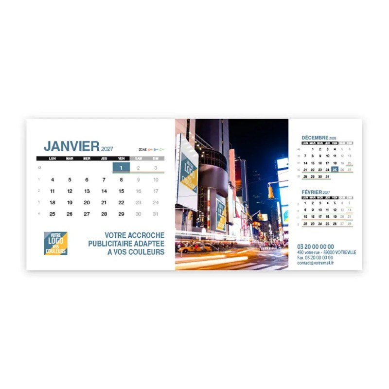 Calendrier chevalet support de téléphone Supra (22,8x10,3cm)  - Logo intégré Visio