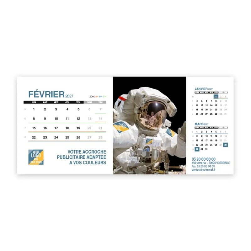 Calendrier chevalet support de téléphone Supra (22,8x10,3cm)  - Logo intégré Visio