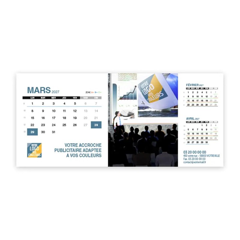 Calendrier chevalet support de téléphone Supra (22,8x10,3cm)  - Logo intégré Visio