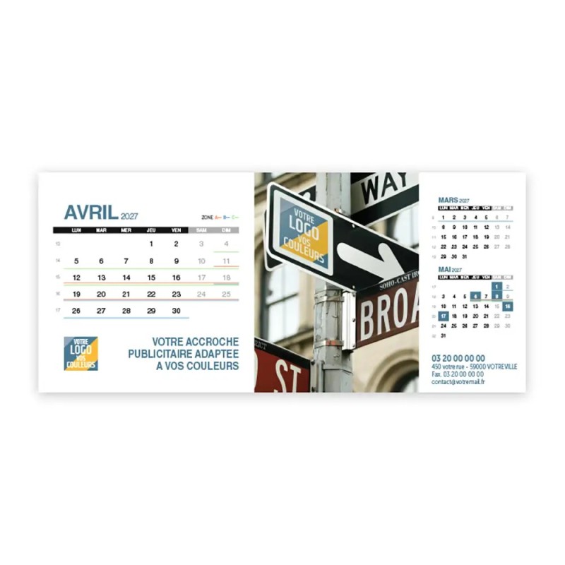 Calendrier chevalet support de téléphone Supra (22,8x10,3cm)  - Logo intégré Visio
