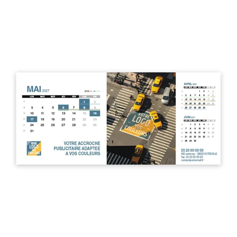 Calendrier chevalet support de téléphone Supra (22,8x10,3cm)  - Logo intégré Visio