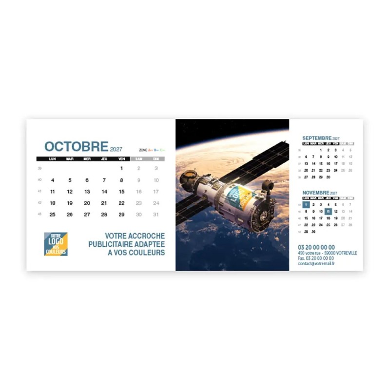 Calendrier chevalet support de téléphone Supra (22,8x10,3cm)  - Logo intégré Visio