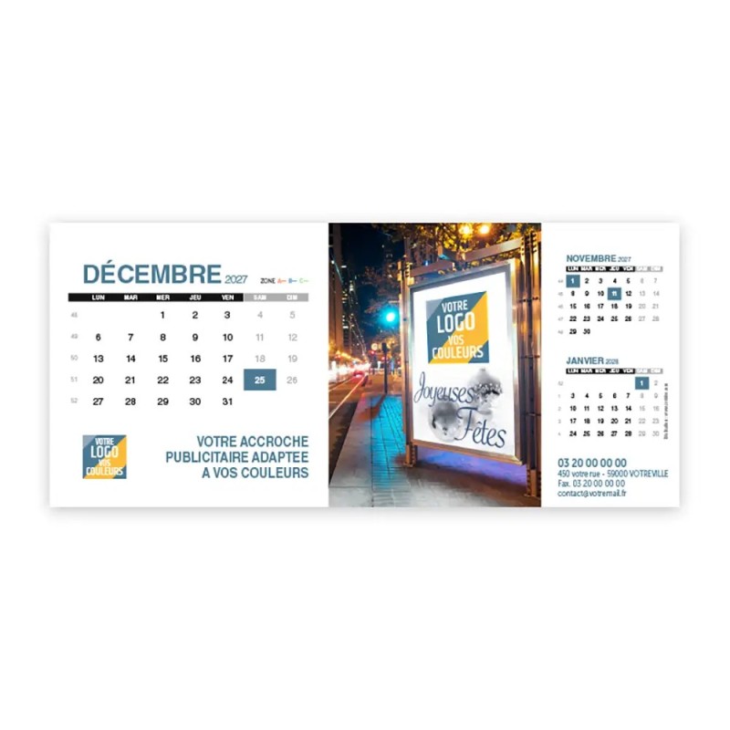 Calendrier chevalet support de téléphone Supra (22,8x10,3cm)  - Logo intégré Visio