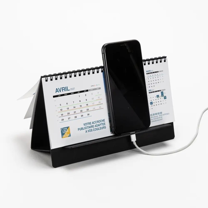Calendrier chevalet support de téléphone Supra (22,8x10,3cm)  - Logo intégré Voyage