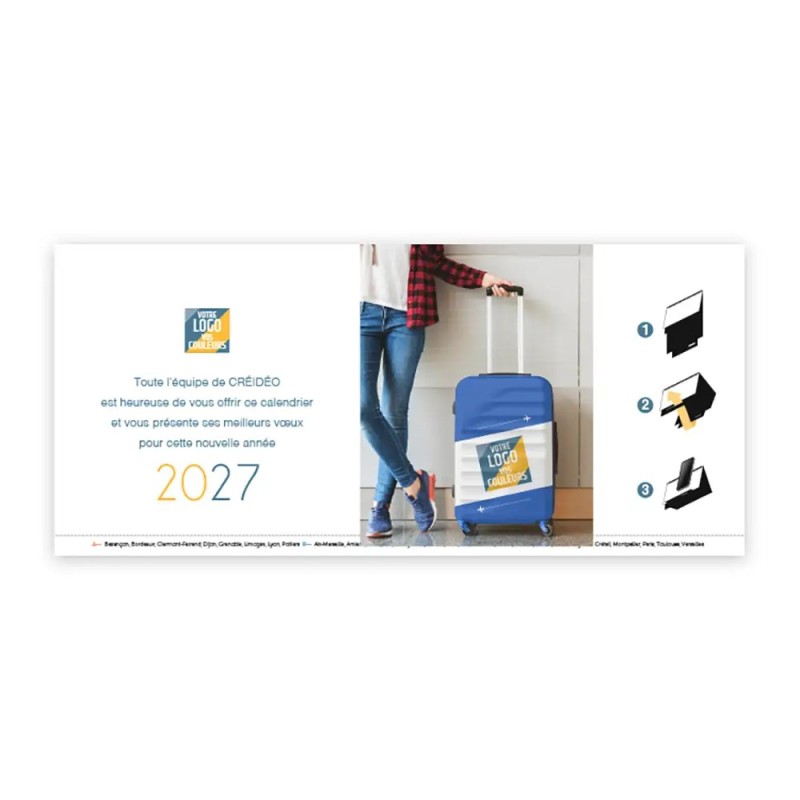 Calendrier chevalet support de téléphone Supra (22,8x10,3cm)  - Logo intégré Voyage