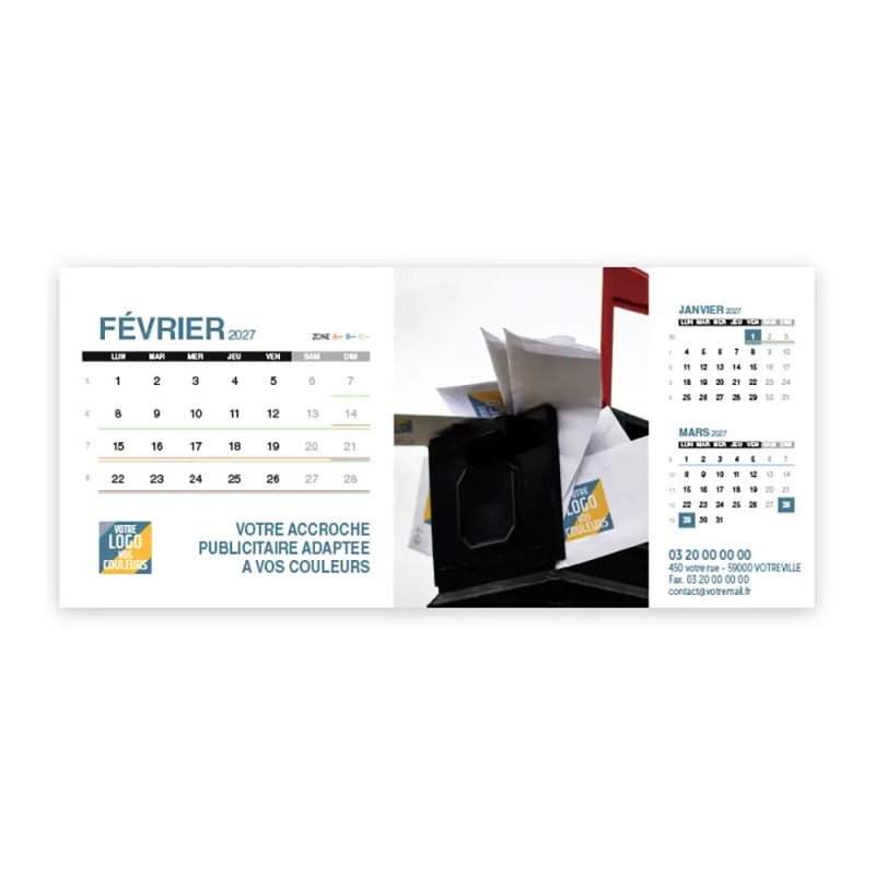 Calendrier chevalet support de téléphone Supra (22,8x10,3cm)  - Logo intégré Voyage