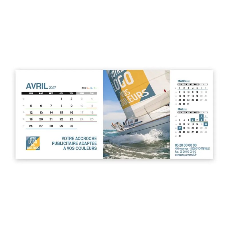 Calendrier chevalet support de téléphone Supra (22,8x10,3cm)  - Logo intégré Voyage