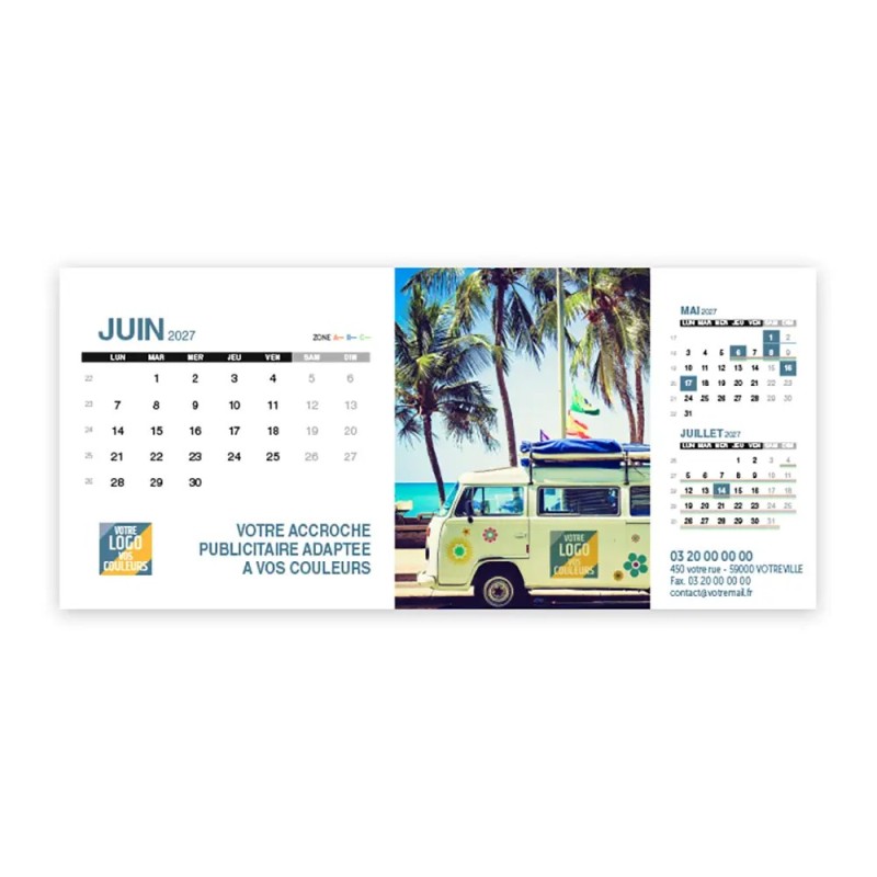Calendrier chevalet support de téléphone Supra (22,8x10,3cm)  - Logo intégré Voyage