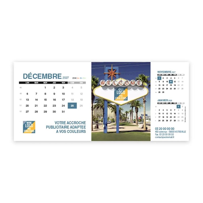 Calendrier chevalet support de téléphone Supra (22,8x10,3cm)  - Logo intégré Voyage