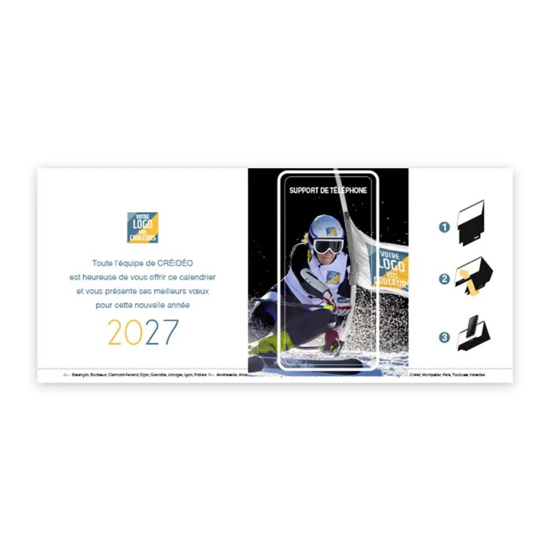 Calendrier chevalet support de téléphone Supra (22,8x10,3cm)  - Logo intégré Performance