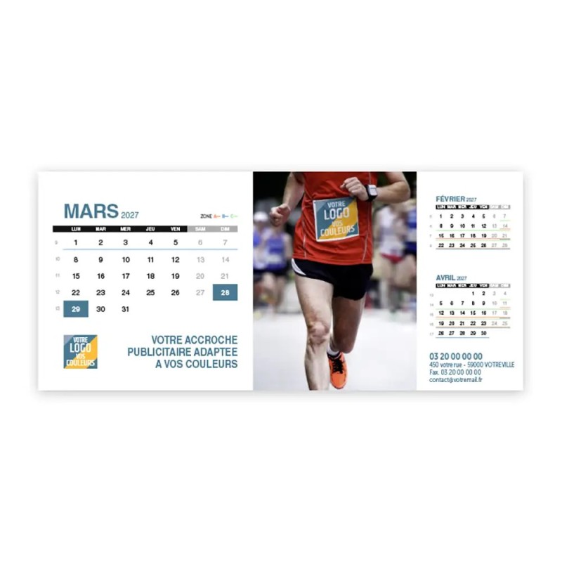 Calendrier chevalet support de téléphone Supra (22,8x10,3cm)  - Logo intégré Performance