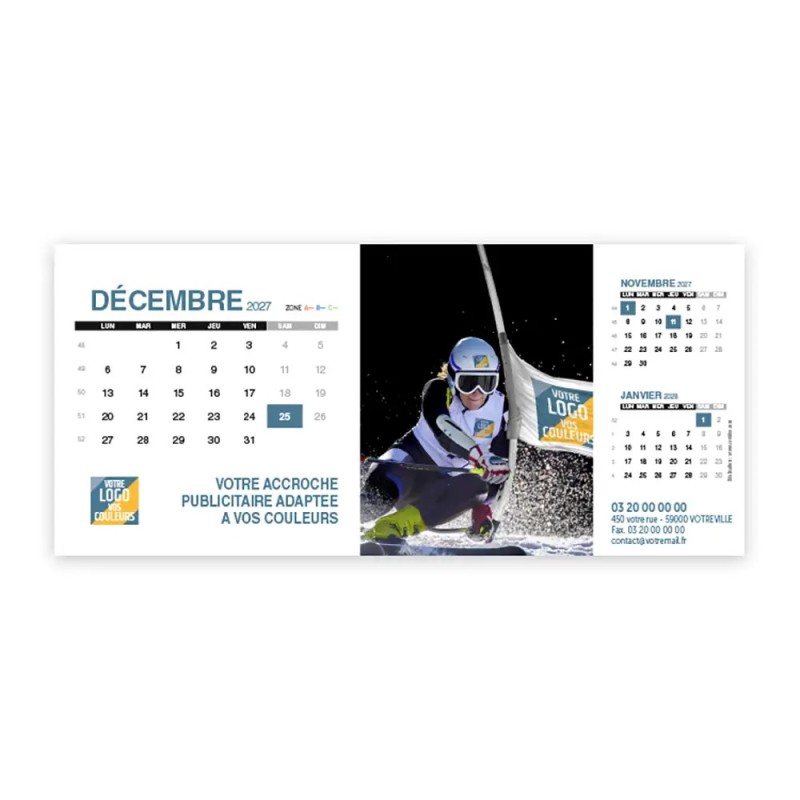 Calendrier chevalet support de téléphone Supra (22,8x10,3cm)  - Logo intégré Performance