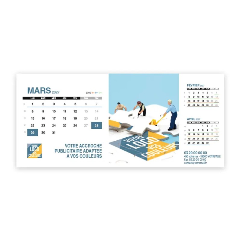 Calendrier chevalet support de téléphone Supra (22,8x10,3cm)  - Logo intégré Miniature