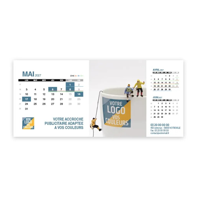 Calendrier chevalet support de téléphone Supra (22,8x10,3cm)  - Logo intégré Miniature