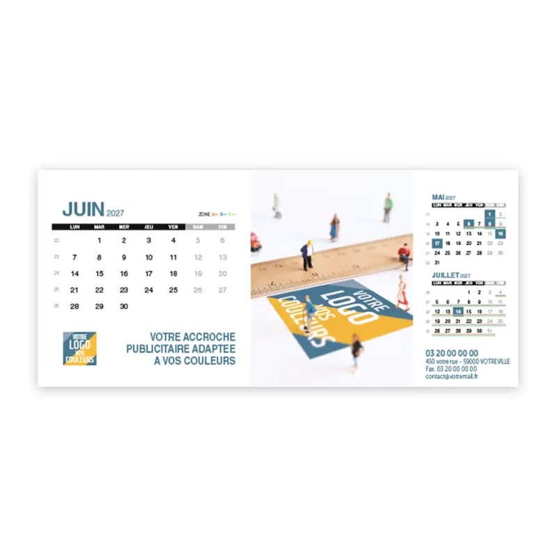 Calendrier chevalet support de téléphone Supra (22,8x10,3cm)  - Logo intégré Miniature