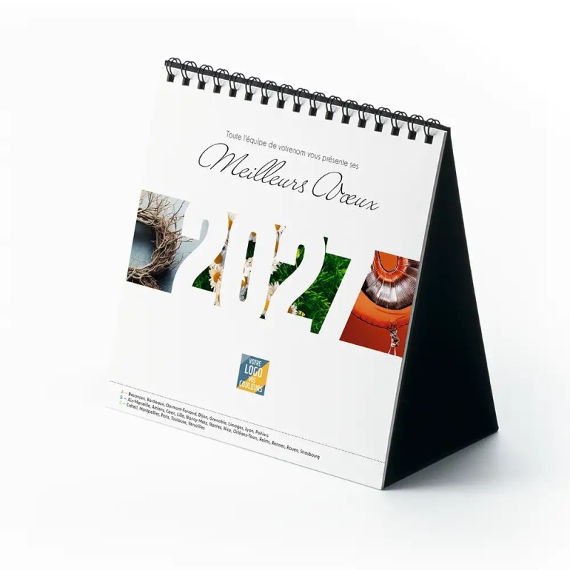 Calendrier chevalet carré (15x15 cm) personnalisé - Typomix