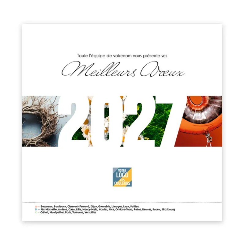 Calendrier chevalet carré (15x15 cm) personnalisé - Typomix
