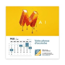 Calendrier chevalet carré (15x15 cm) personnalisé - Typomix