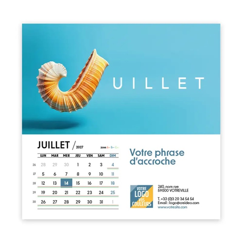 Calendrier chevalet carré (15x15 cm) personnalisé - Typomix