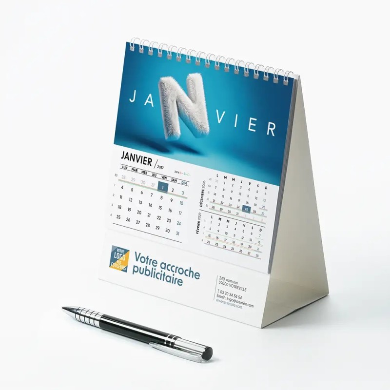 Calendrier chevalet intégral (15x18 cm) personnalisé - Typomix
