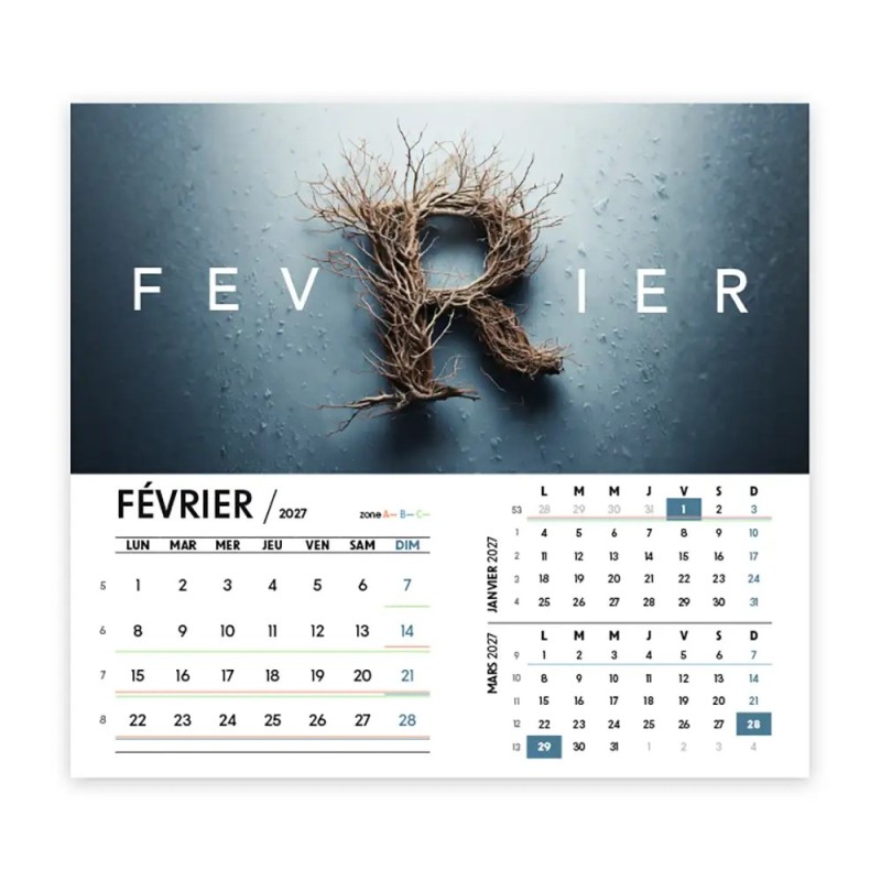 Calendrier chevalet intégral (15x18 cm) personnalisé - Typomix