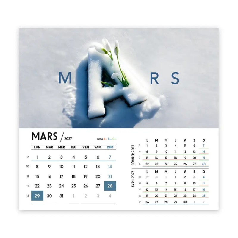 Calendrier chevalet intégral (15x18 cm) personnalisé - Typomix