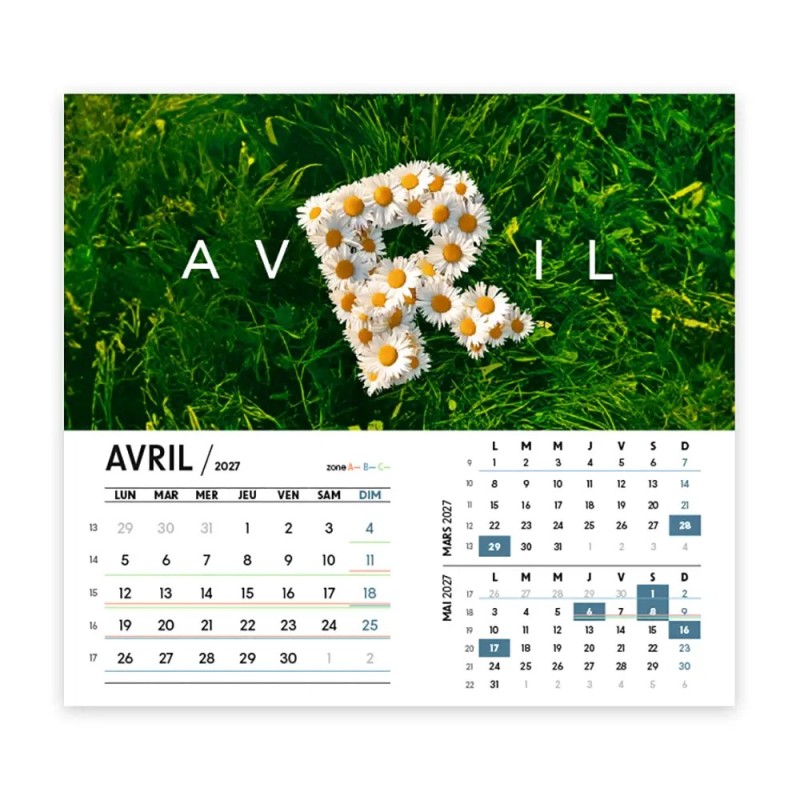 Calendrier chevalet intégral (15x18 cm) personnalisé - Typomix