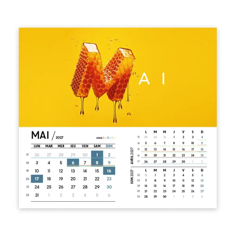Calendrier chevalet intégral (15x18 cm) personnalisé - Typomix