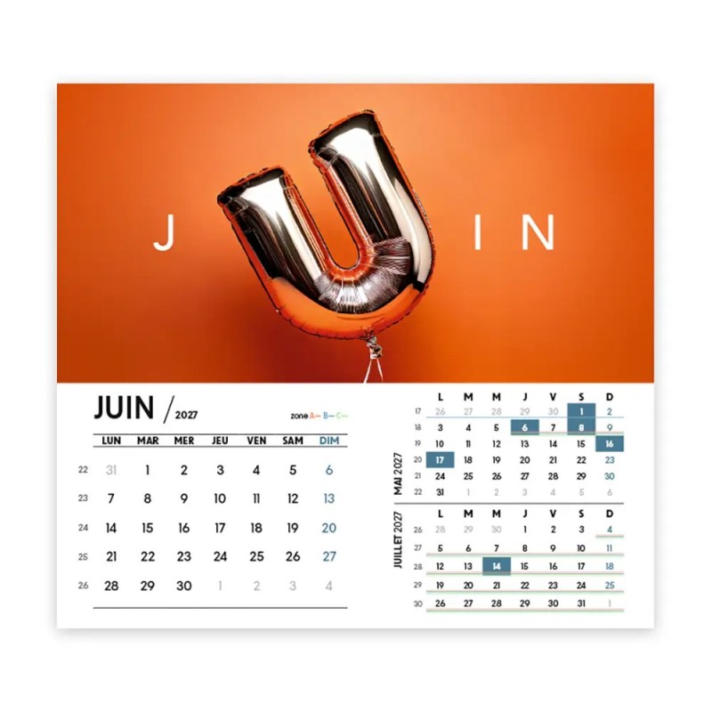 Calendrier chevalet intégral (15x18 cm) personnalisé - Typomix
