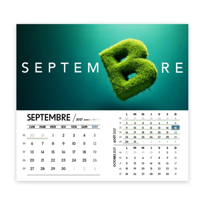 Calendrier chevalet intégral (15x18 cm) personnalisé - Typomix