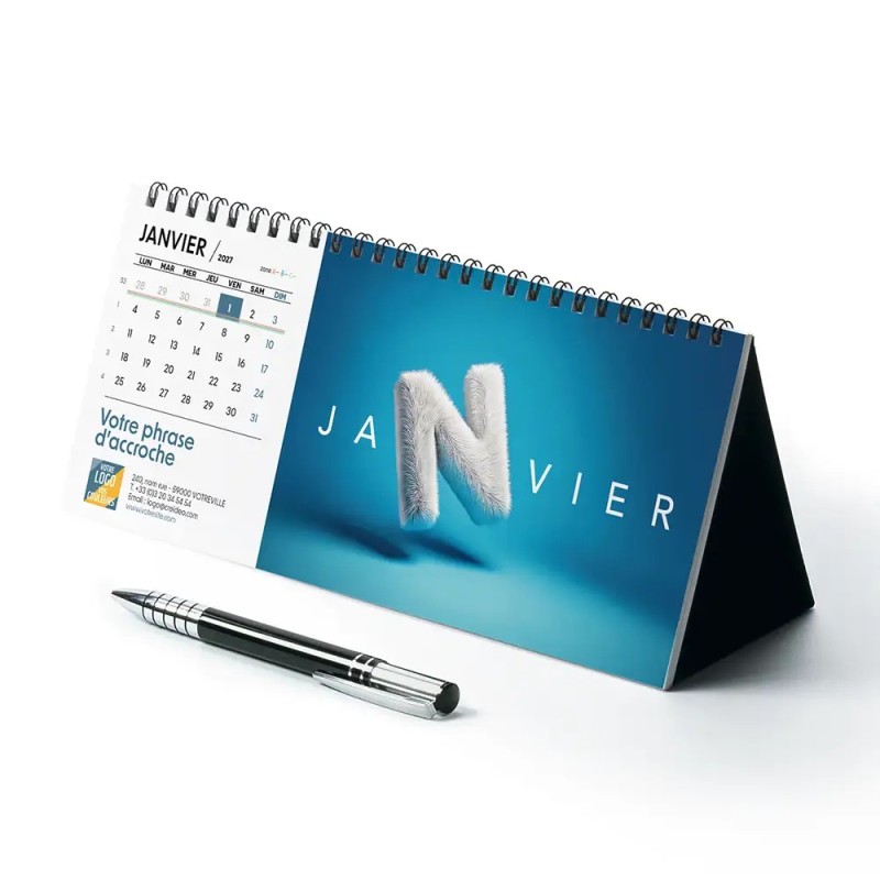 Calendrier chevalet horizontal (23x10 cm) personnalisé - Typomix