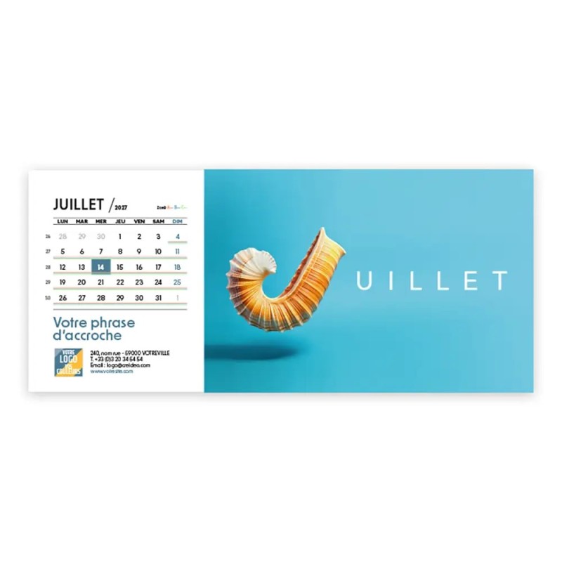 Calendrier chevalet horizontal (23x10 cm) personnalisé - Typomix