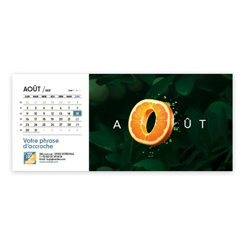 Calendrier chevalet horizontal (23x10 cm) personnalisé - Typomix