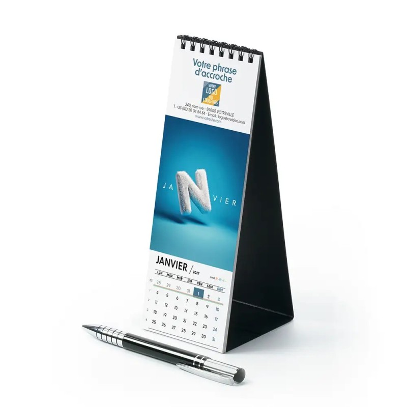 Calendrier chevalet vertical (7,5x21 cm) personnalisé - Typomix