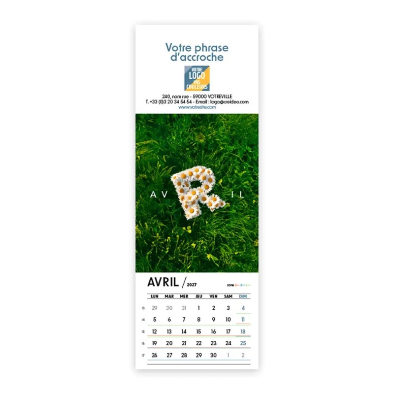 Calendrier chevalet vertical (7,5x21 cm) personnalisé - Typomix