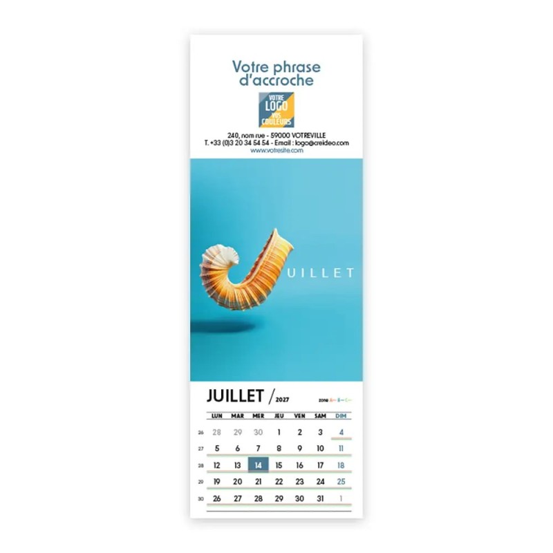 Calendrier chevalet vertical (7,5x21 cm) personnalisé - Typomix