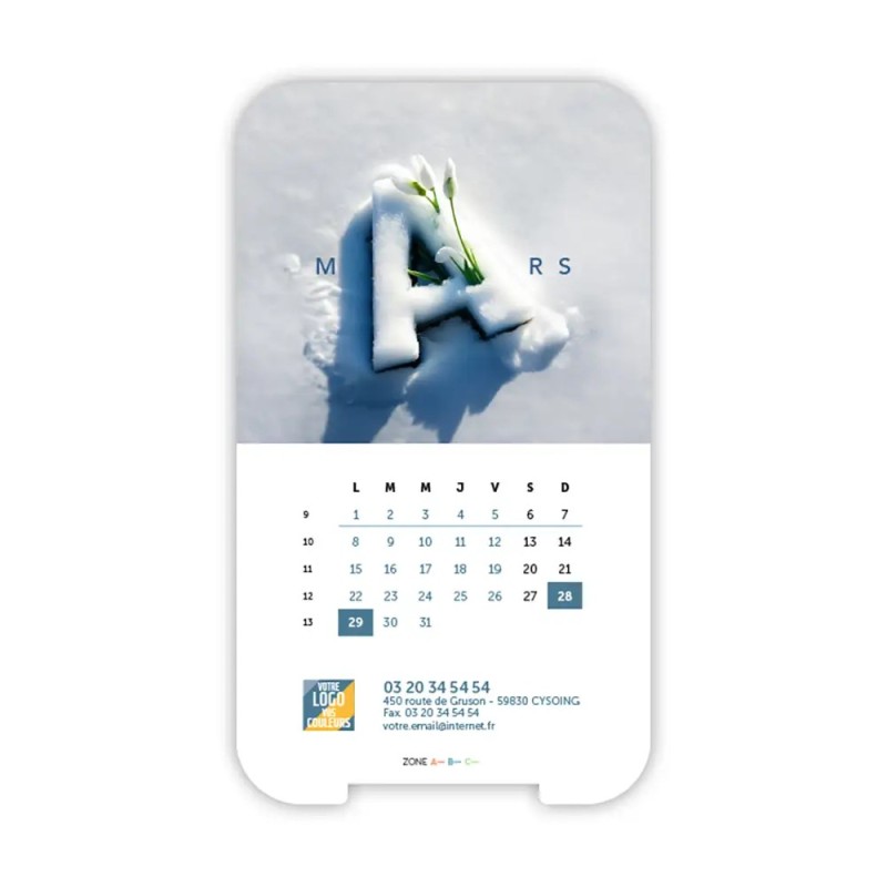 Calendrier support téléphone personnalisé - Visiocal  Typomix