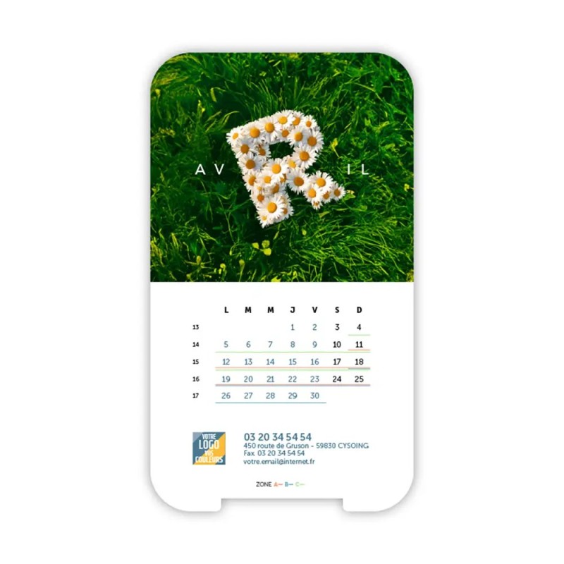 Calendrier support téléphone personnalisé - Visiocal  Typomix