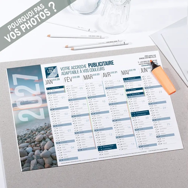 Calendrier bancaire A3 souple personnalisé - Grand visuel