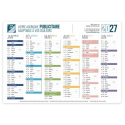 Calendrier bancaire A3 souple personnalisé - Coloré