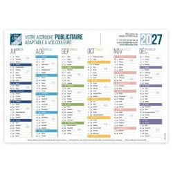 Calendrier bancaire A3 souple personnalisé - Coloré