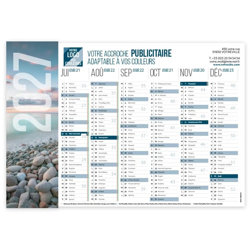 Calendrier bancaire A3 rigide personnalisé - Grand visuel