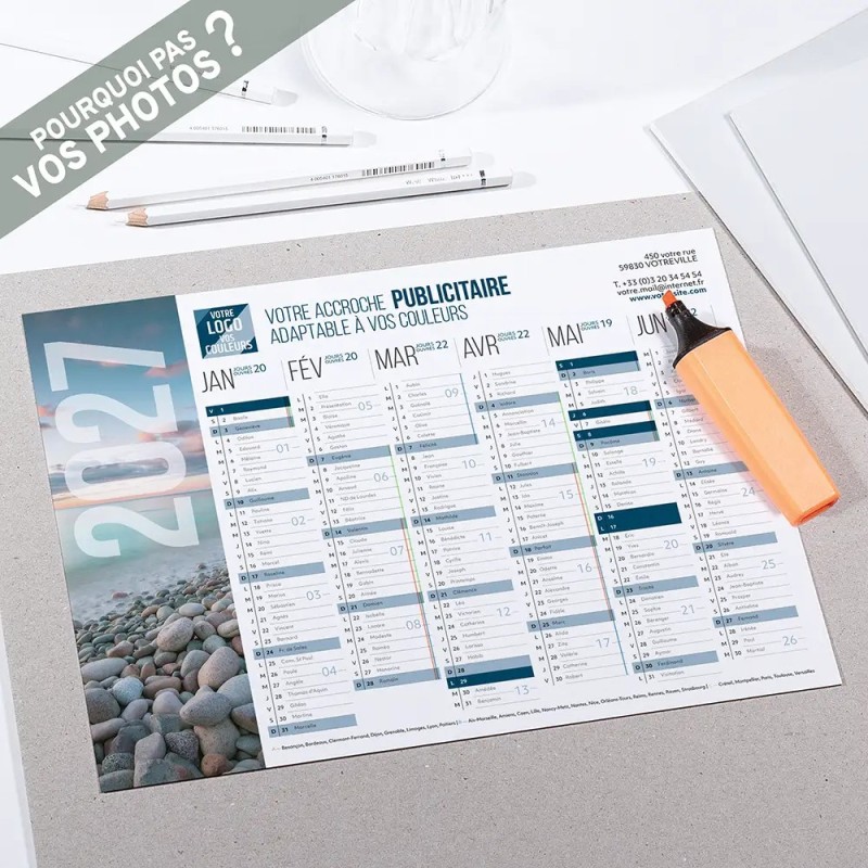 Calendrier bancaire A4 souple personnalisé - Grand visuel