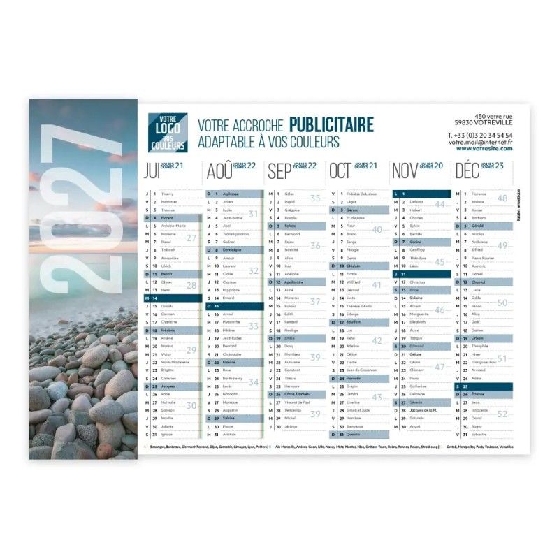 Calendrier bancaire A4 souple personnalisé - Grand visuel