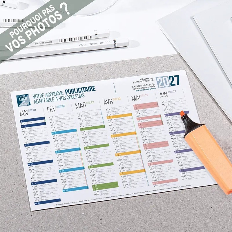 Calendrier bancaire A5 souple personnalisé - Coloré