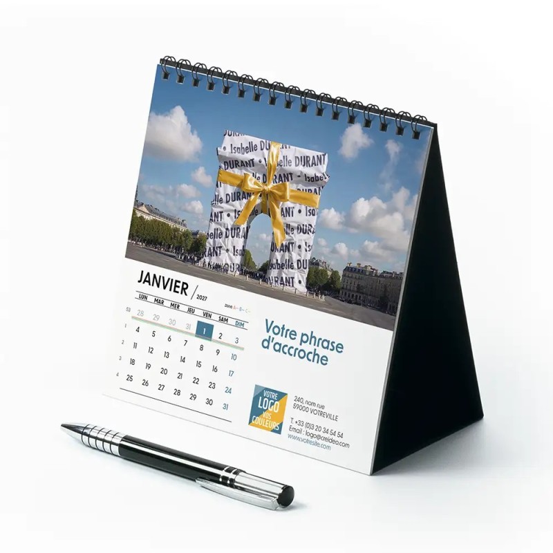 Calendrier chevalet carré (15x15 cm) personnalisé - nominatif nom monument