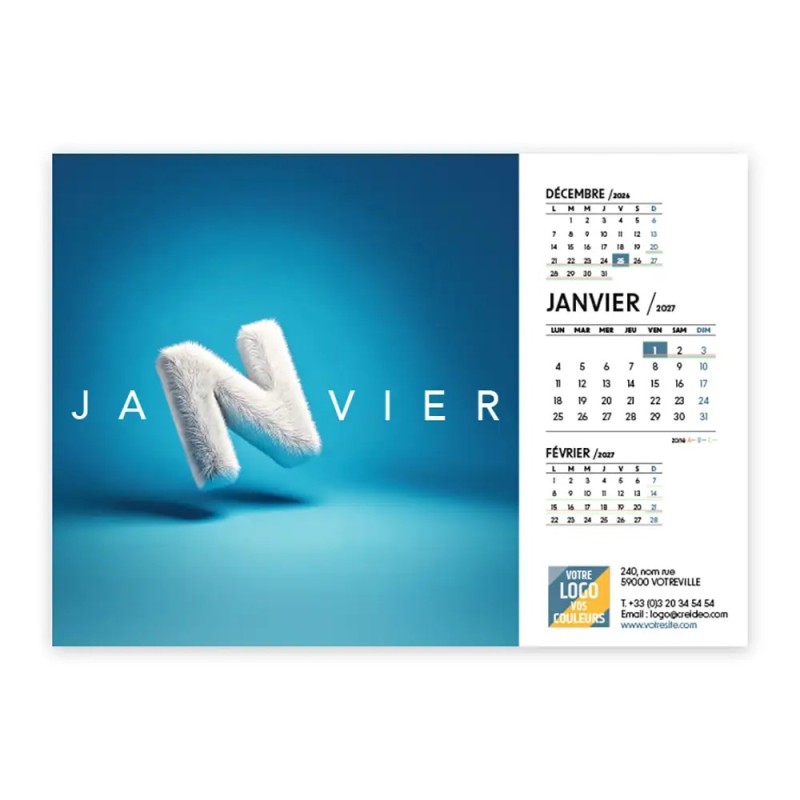 Calendrier chevalet A5 (21x15 cm) personnalisé - Typomix